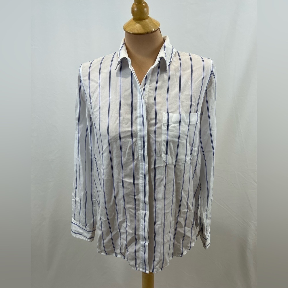 Rails Hayden Cannon Stripe Blue & White Pinstripe Button Front Shirt